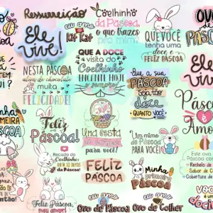 Frases Pascoa Coelho Chocolate Lettering Personalizados Png 5