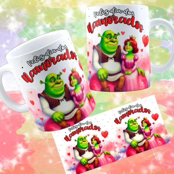 Gráficos de Dia dos Namorados - Shuerk e Fiona para Caneca