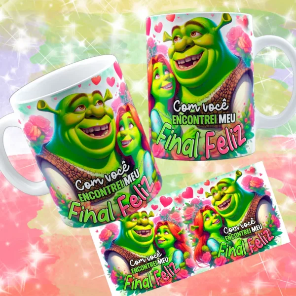 Gráficos de Dia dos Namorados - Shuerk e Fiona para Caneca