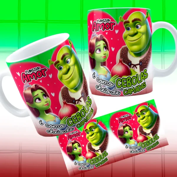 Gráficos de Dia dos Namorados - Shuerk e Fiona para Caneca