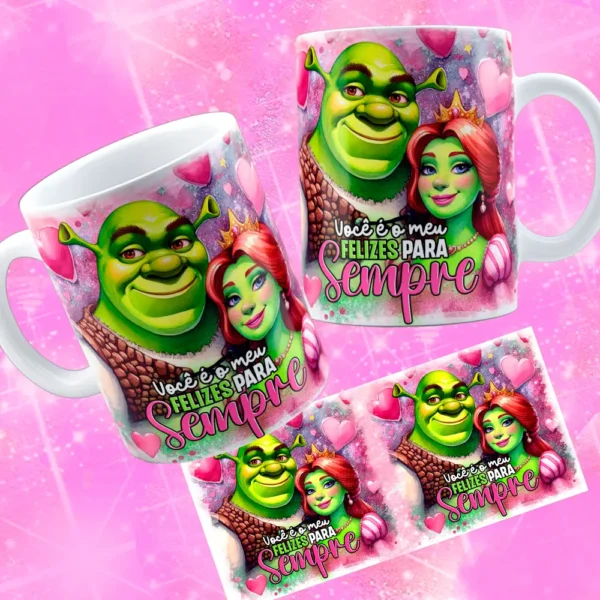 Gráficos de Dia dos Namorados - Shuerk e Fiona para Caneca