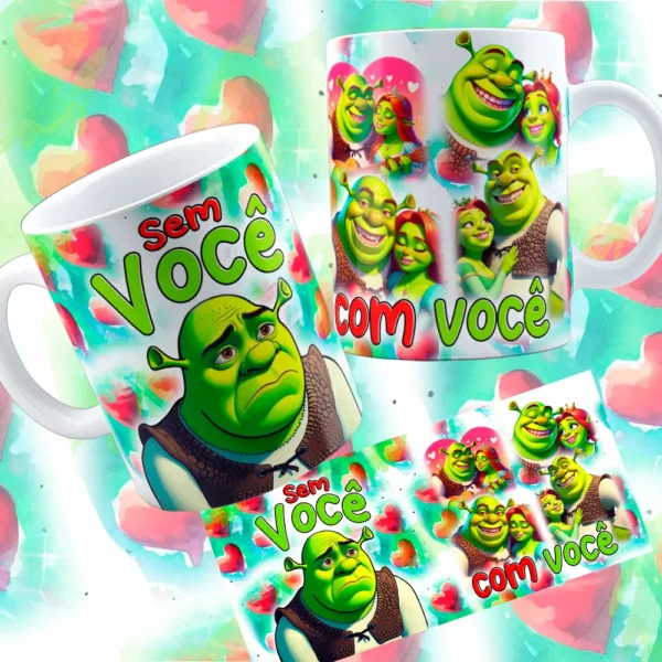Gráficos de Dia dos Namorados - Shuerk e Fiona para Caneca