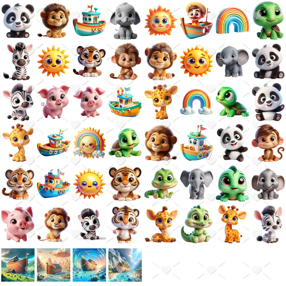 Ilustrações Arca de Noé Baby Animaizinhos Fofos Png Dilúvio 2 Ilustrações Arca de Noé Baby Animaizinhos Fofos Png Dilúvio