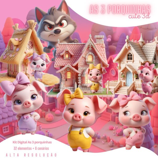 Ilustrações As Três Porquinhas Png Imagens Fofas Cute Lobo
