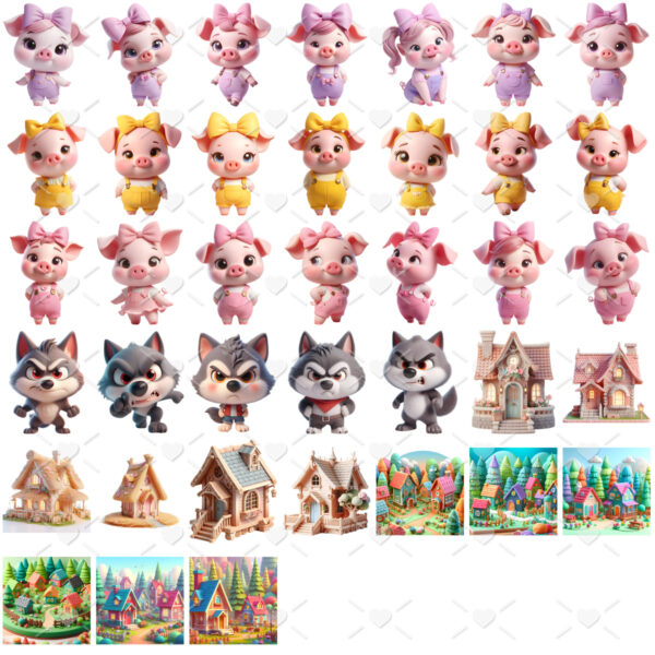 Ilustrações As Três Porquinhas Png Imagens Fofas Cute Lobo