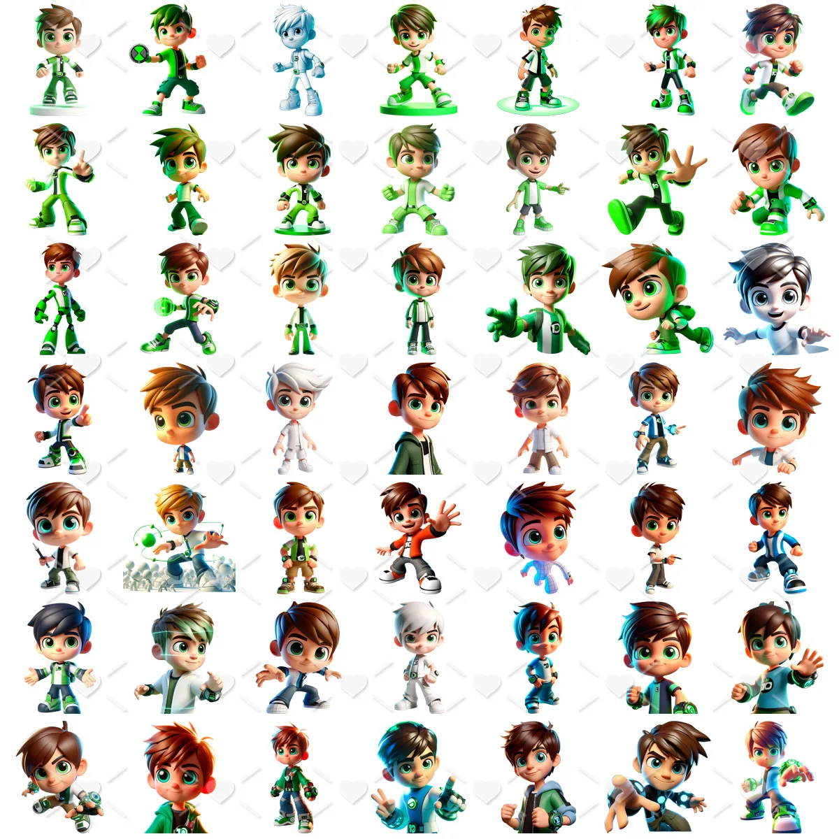 Ilustrações Ben 10 3D Png Super Herói Criança Mascote 2 Ilustrações Ben 10 3D Png Super Herói Criança Mascote