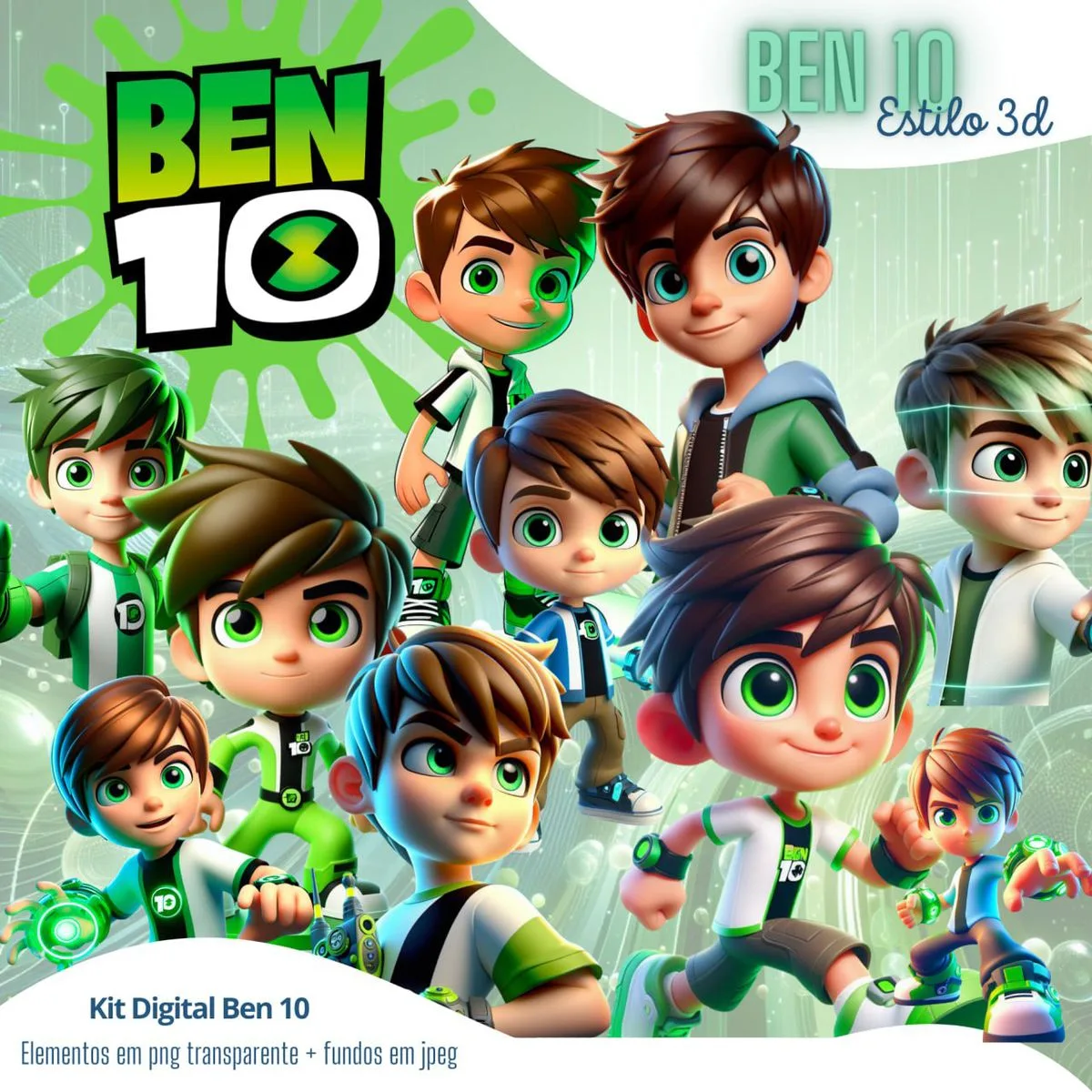 Ilustrações Ben 10 3D Png Super Herói Criança Mascote 1 Ilustrações Ben 10 3D Png Super Herói Criança Mascote