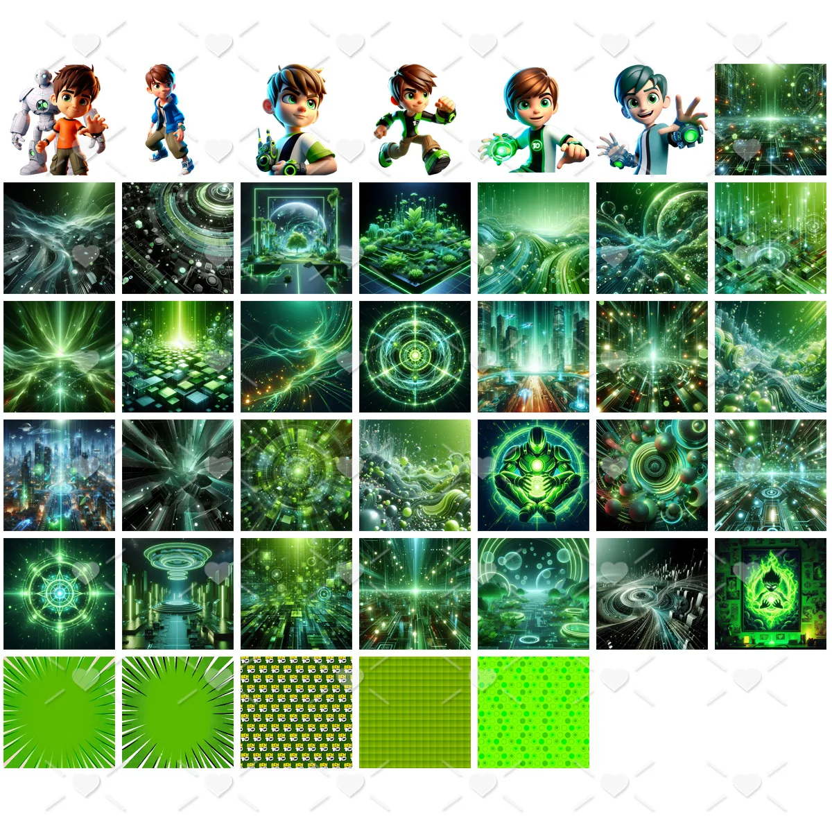 Ilustrações Ben 10 3D Png Super Herói Criança Mascote 3 Ilustrações Ben 10 3D Png Super Herói Criança Mascote