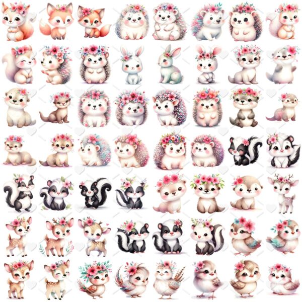 Ilustrações Bosque Encantado Rosa Png Baby Fofo Kit Digital