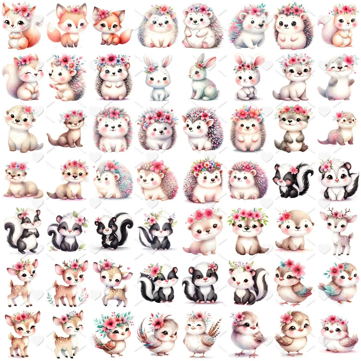 Ilustrações Bosque Encantado Rosa Png Baby Fofo Kit Digital
