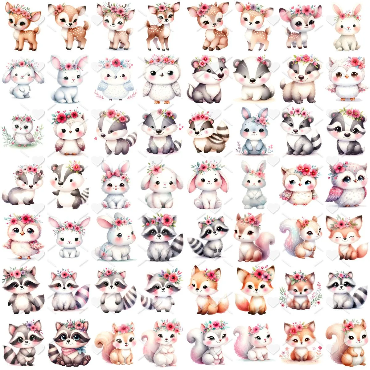 Ilustrações Bosque Encantado Rosa Png Baby Fofo Kit Digital