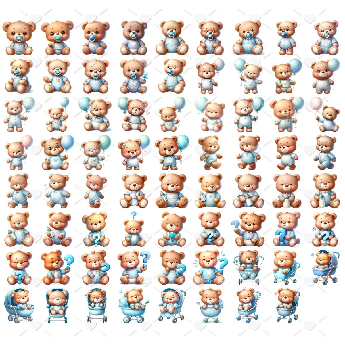 Ilustrações Chá de Bebê Ursinhos Png Baby Menina e Menino