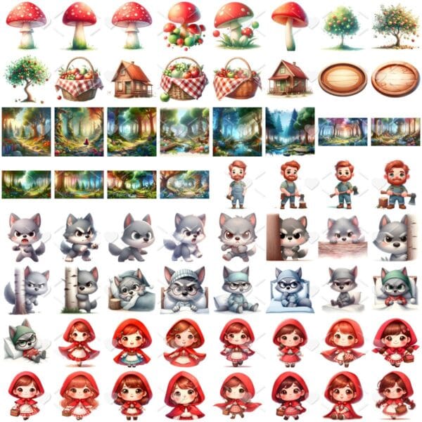 Ilustrações Chapeuzinho Vermelho Png Baby Kit Digital 3D