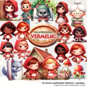 Ilustrações Chapeuzinho Vermelho Png Baby Kit Digital 3D