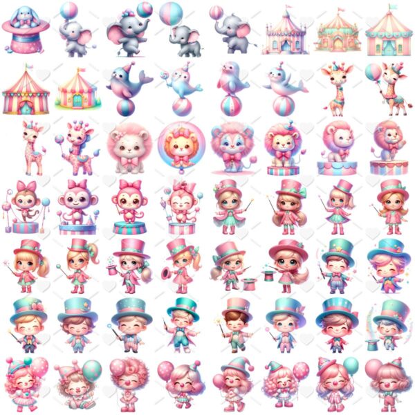 Ilustrações Circo Rosa Menina Cute 3D Fofo Imagens Png