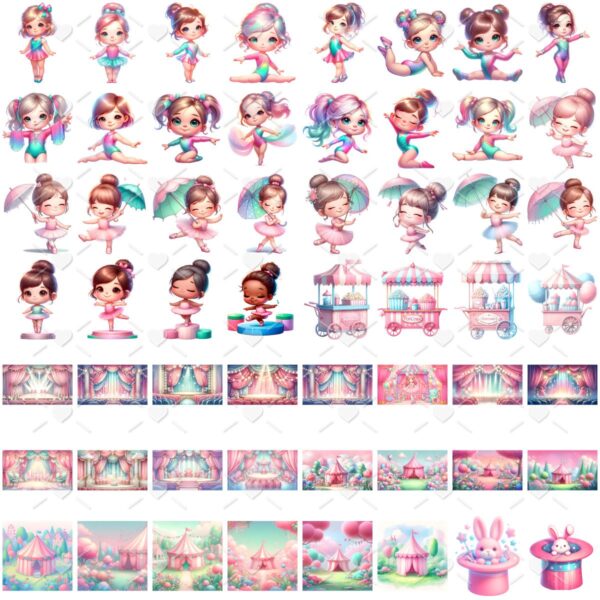 Ilustrações Circo Rosa Menina Cute 3D Fofo Imagens Png