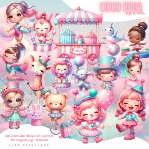 Ilustrações Circo Rosa Menina Cute 3D Fofo Imagens Png