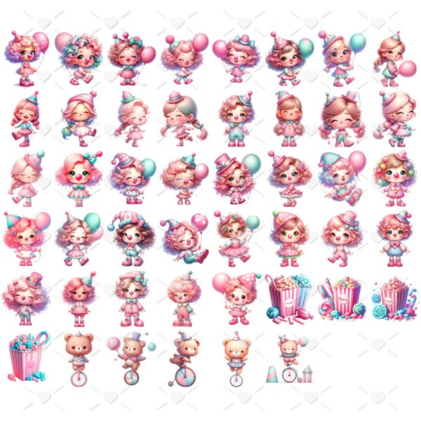 Ilustrações Circo Rosa Menina Cute 3D Fofo Imagens Png