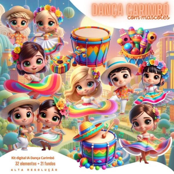 Ilustrações Dança Carimbó Png Baby Fofo Kit Digital 3D