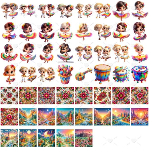 Ilustrações Dança Carimbó Png Baby Fofo Kit Digital 3D