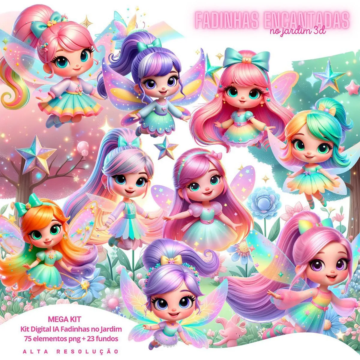 Ilustrações Fadinhas Encantadas no Jardim Png Baby Fofo 1 Ilustrações Fadinhas Encantadas no Jardim Png Baby Fofo