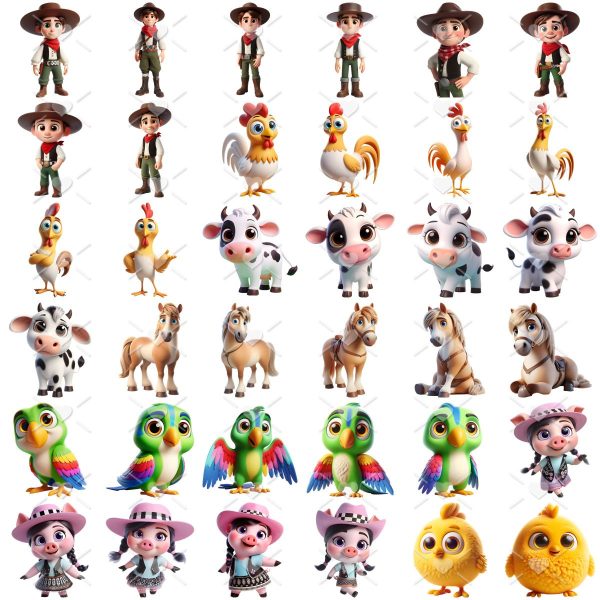 Ilustrações Fazenda do Zenon Png Baby Fofo Kit Digital 3D