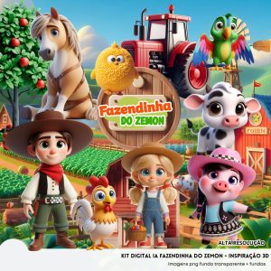 Ilustrações Fazenda do Zenon Png Baby Fofo Kit Digital 3D