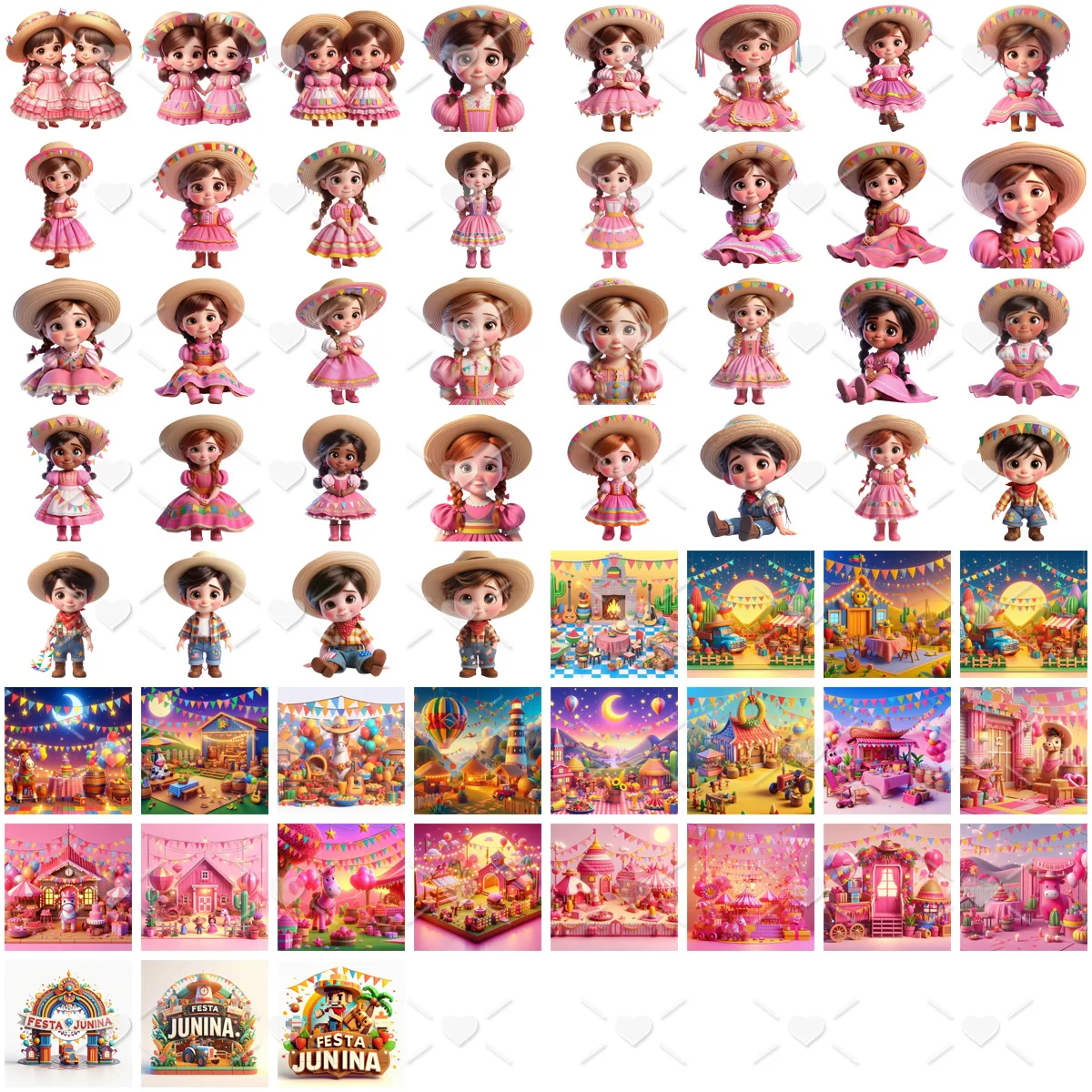 Ilustrações Festa Junina Png Mascotinhos Fofos Menino Menina