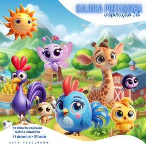Ilustrações Galinha Pintadinha Cute 3D Fofo Imagens Png