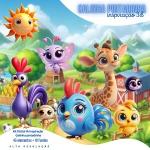 Ilustrações Galinha Pintadinha Cute 3D Fofo Imagens Png