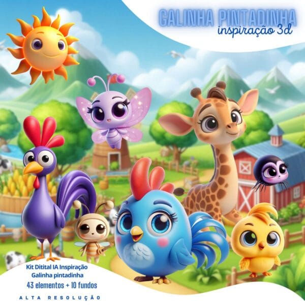 Ilustrações Galinha Pintadinha Cute 3D Fofo Imagens Png