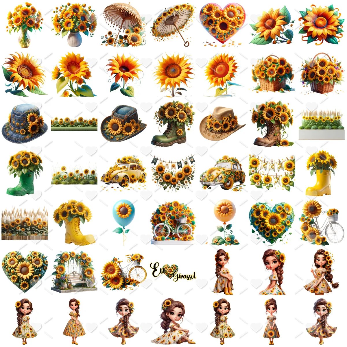 Ilustrações I Love Girassol Png Baby Fofo Kit Digital 3D 2 Ilustrações I Love Girassol Png Baby Fofo Kit Digital 3D
