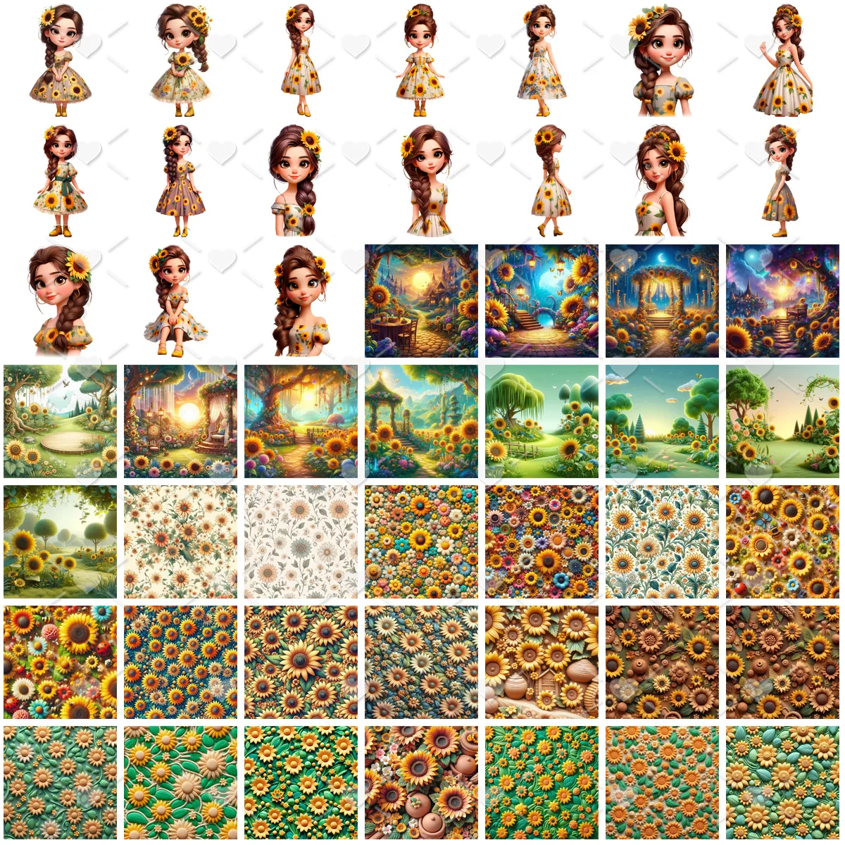 Ilustrações I Love Girassol Png Baby Fofo Kit Digital 3D 3 Ilustrações I Love Girassol Png Baby Fofo Kit Digital 3D