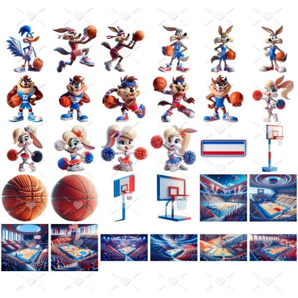 Ilustrações Looney Tunes Basquete Png Baby Fofo Kit Digital