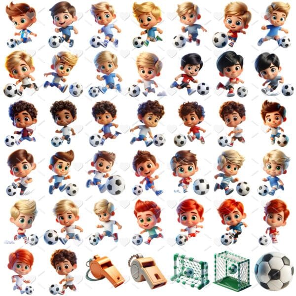 Ilustracoes Mascotes Futebol Png Baby Fofo Kit Digital 3d 2