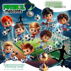 Ilustracoes Mascotes Futebol Png Baby Fofo Kit Digital 3d 3
