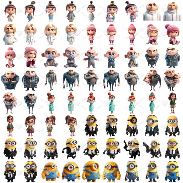Ilustrações Meu Malvado Favorito Minions Png Kit Digital 3D