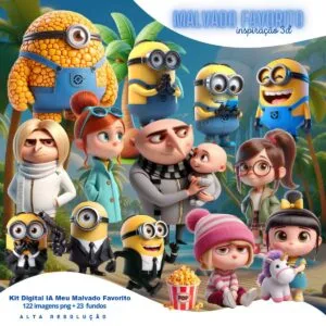 Ilustrações Meu Malvado Favorito Minions Png Kit Digital 3D 5 Ilustrações Meu Malvado Favorito Minions Png Kit Digital 3D