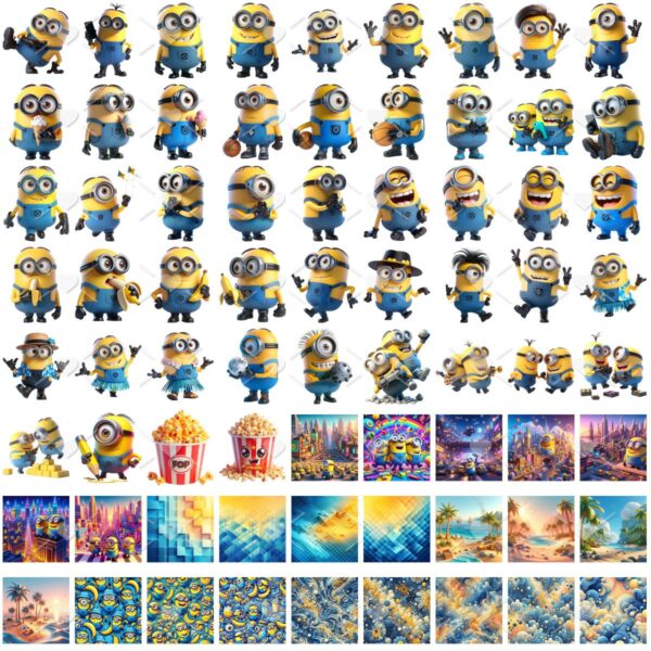 Ilustrações Meu Malvado Favorito Minions Png Kit Digital 3D