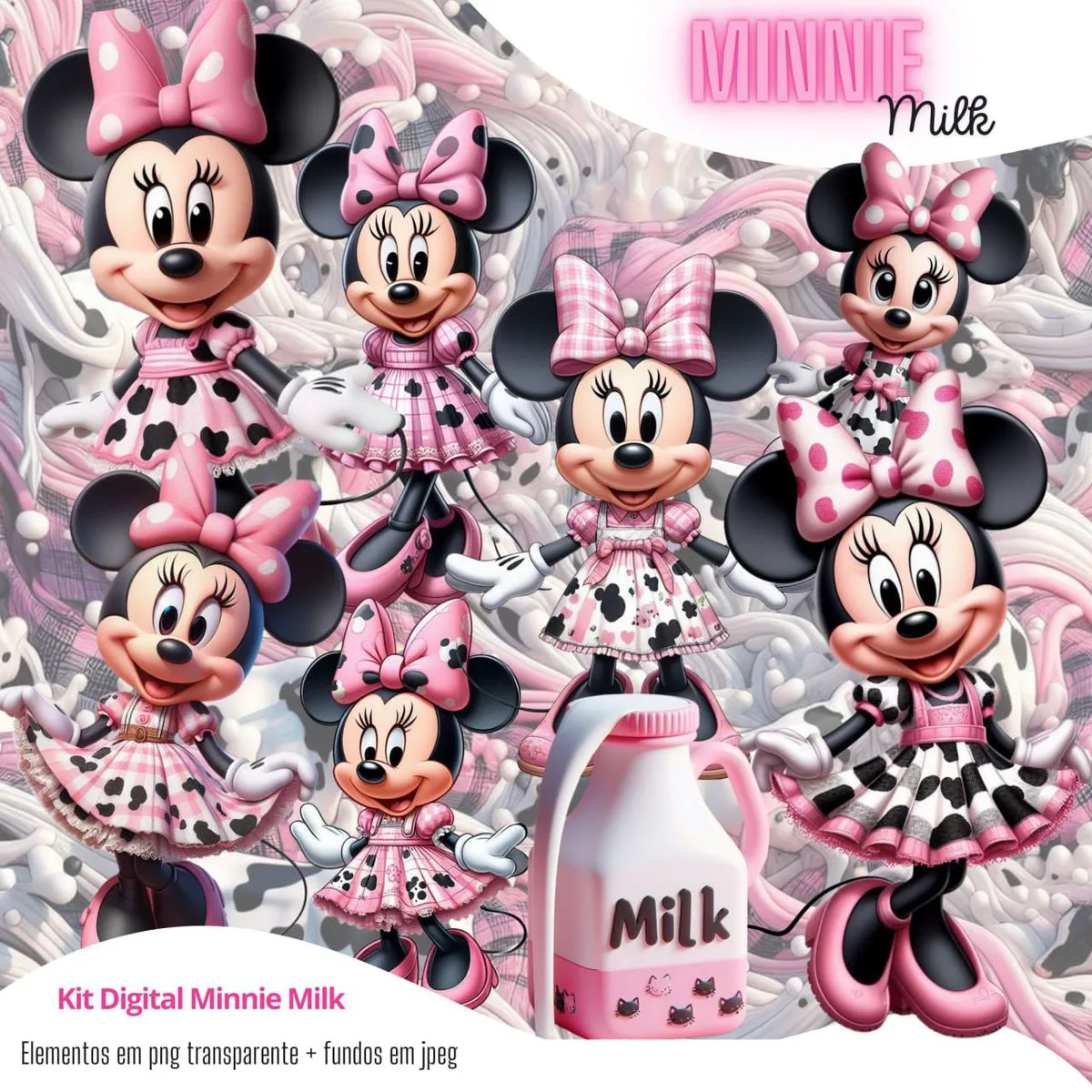 Ilustrações Minnie Milk Rosa Imagens Png + Cenários 1 Ilustrações Minnie Milk Rosa Imagens Png + Cenários