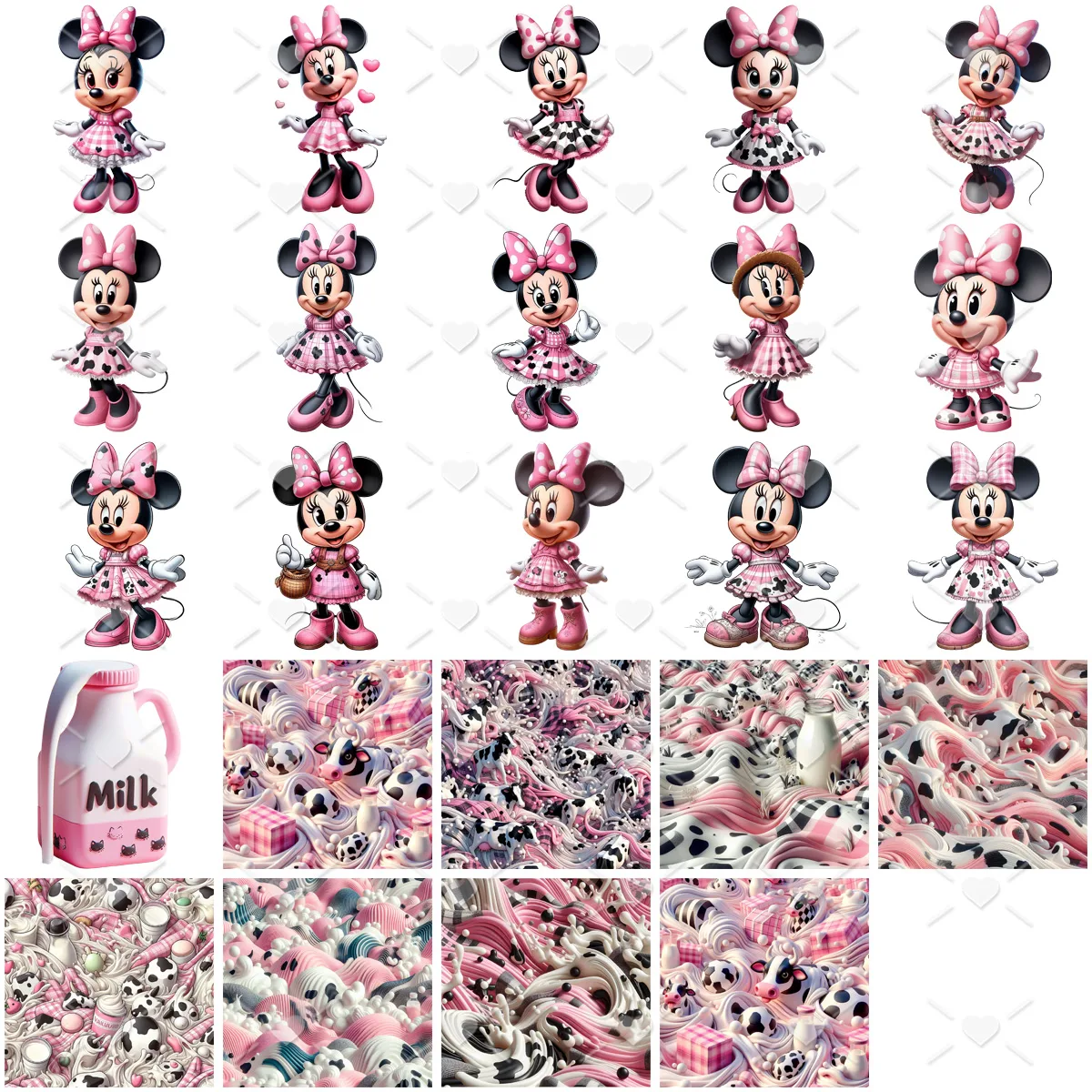 Ilustrações Minnie Milk Rosa Imagens Png + Cenários 2 Ilustrações Minnie Milk Rosa Imagens Png + Cenários