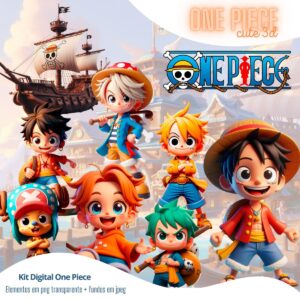 Ilustrações One Piece Kit Digital Png Cute 3D Cliparts Fofos
