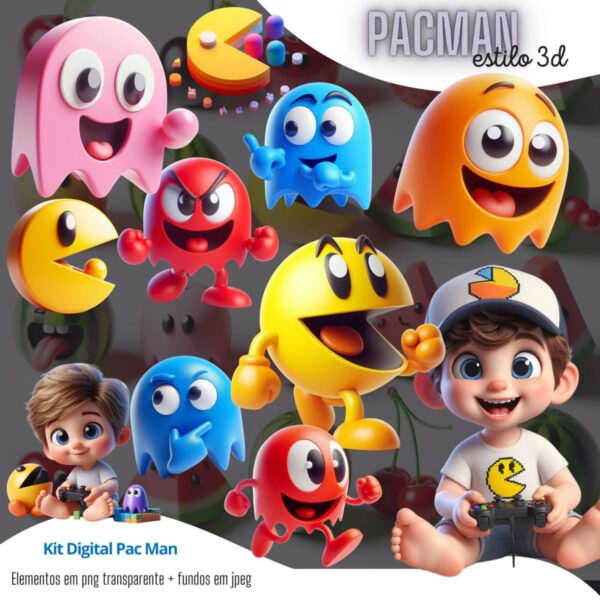 Ilustrações Pacman 3D Cliparts Game Atari Png Fofo