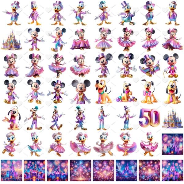 Ilustrações Personagens Disney 50 Anos Imagens Png Cute 3D