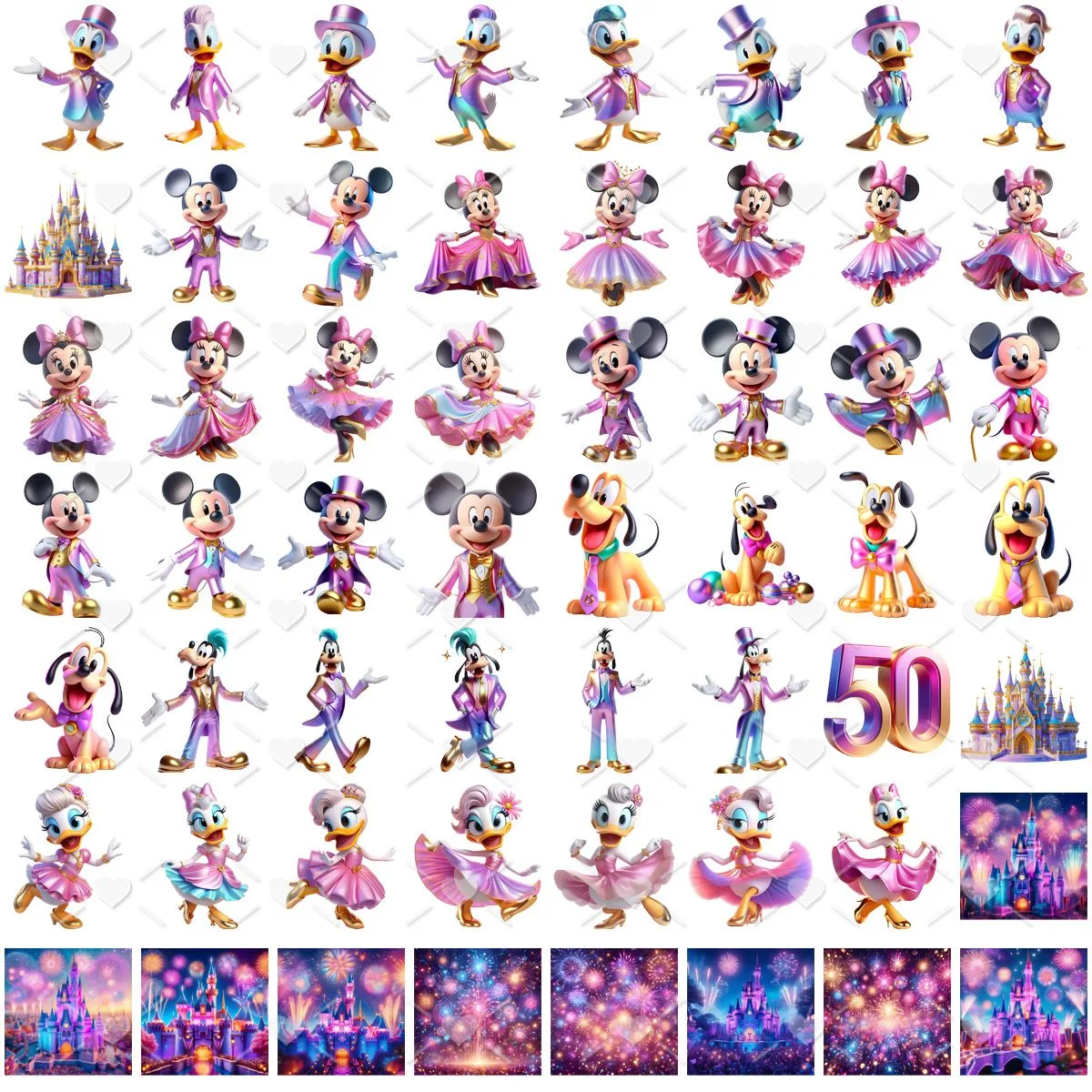 Ilustrações Personagens Disney 50 Anos Imagens Png Cute 3D