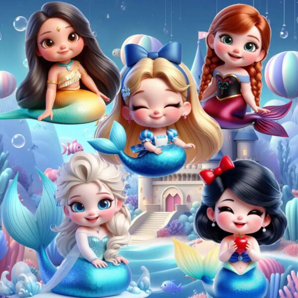 Ilustrações Princesas Sereias Png Baby Mascotes Cute 3D