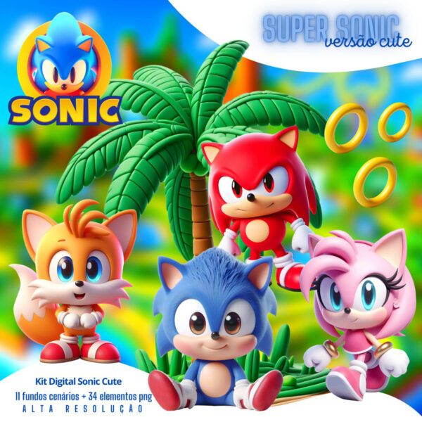 Ilustrações Sonic Baby Cute 3D Cliparts Fofo Imagens Png