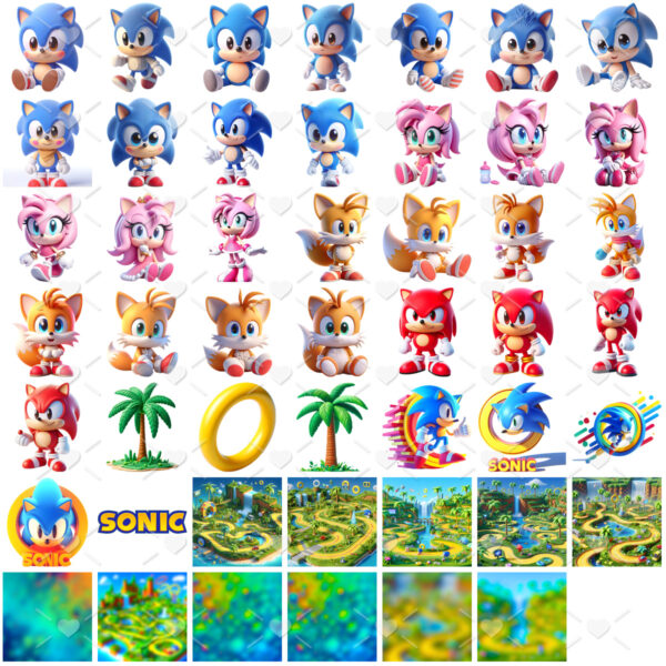 Ilustrações Sonic Baby Cute 3D Cliparts Fofo Imagens Png