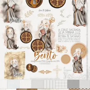 Imagens de São Bento Aquareladas - Perfeito para Papelaria