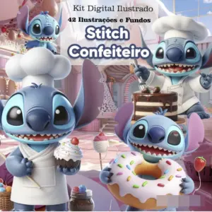Imagens PNG Stitch 3D Cozinheiro para Scrapbooking 4 Imagens PNG Stitch 3D Cozinheiro para Scrapbooking
